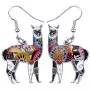 NEWEI Enamel Alloy South America Alpaca Earrings Drop Dangle Fashion Unique Animal Jewelry For Women Girls Gift Charms