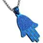 HZMAN Stainless Steel Egyptian Eye Fatima Hamsa Hand Pendant Necklace Success and Protection Lucky HZMAN Stainless Steel Egyptian Eye Fatima Hamsa Hand Pendant Necklace Success and Protection Lucky