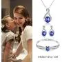Menton Ezil Charming Nobile Swarovski Jewelry Sets with Sapphire Blue Necklace 18K White Gold Bracelet Earrings for Women Menton Ezil Charming Nobile Swarovski Jewelry Sets with Sapphire Blue Necklace 18K White Gold Bracelet Earrings for Women