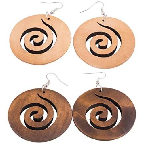 African Wooden Earrings for Women EVBEA Big Statement Circle Beautiful Earrings