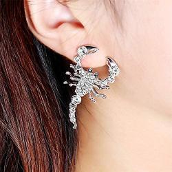 GBAHFY 3D Punk Rhinestone Scorpion Earrings Stud for Women,Fashionable Alternative Exaggerated Ornaments