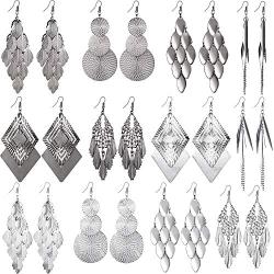 12 Pairs Bohemia Metal Earrings Set Vintage Statement Drop Dangle Earrings for Women Girls