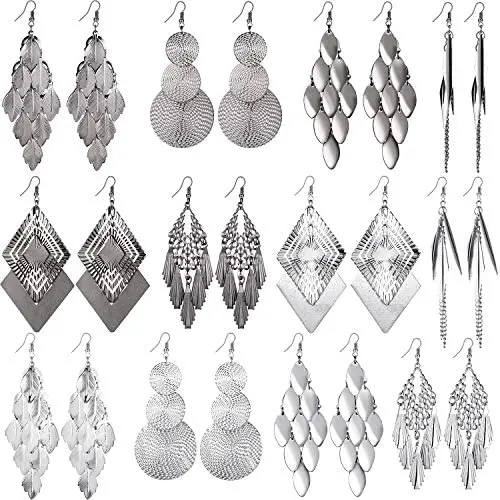 12 Pairs Bohemia Metal Earrings Set Vintage Statement Drop Dangle Earrings for Women Girls 12 Pairs Bohemia Metal Earrings Set Vintage Statement Drop Dangle Earrings for Women Girls