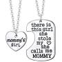 Luvalti Mother Daughter Necklace Set - ''Mommy’s Girl'' Pendant Charm, Stainless Steel Heart Pendant Necklaces Design, Mothers Day Jewelry Birthday Gift for Women, Free Premium Black Velvet Pouch Bag