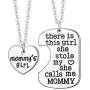 Luvalti Mother Daughter Necklace Set - ''Mommy’s Girl'' Pendant Charm, Stainless Steel Heart Pendant Necklaces Design, Mothers Day Jewelry Birthday Gift for Women, Free Premium Black Velvet Pouch Bag