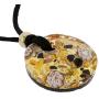 GlassOfVenice Murano Glass Venetian Reflections Round Necklace and Earrings Set - Topaz Gold