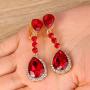 BriLove Womens Wedding Bridal Crystal Teardrop Infinity Figure 8 Chandelier Dangle Clip-On Earrings