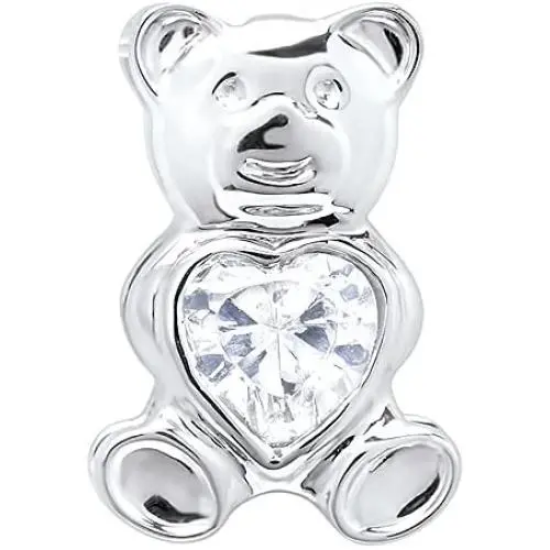Dazzlingrock Collection Ladies Teddy Bear With White CZ Cubic Zirconia Pendant, Sterling Silver Dazzlingrock Collection Ladies Teddy Bear With White CZ Cubic Zirconia Pendant, Sterling Silver