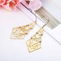 Hanpabum 1 Set Stainless Steel Pendant Necklace and Drop Dangle Earrings Set for Women Gold/Silver Tone Statement Long Necklace Fashion Jewelry Set