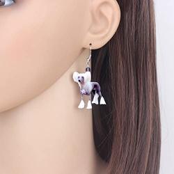 NEWEI Acrylic Chinese Crested Sweet Dog Earrings Drop Dangle Jewelry For Girl Women Gift Charms