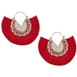 Tassel Hoop Earring, Statement Thread Dangle Earrings Stylish Long Fringe Drop Earrings Lightweight Long Swingy French Hook Earrings for Women Girls