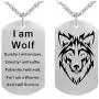 Fashion Wolf Pendant Necklace I am Wolf Fans Gift Dog Tag Jewelry Keychain