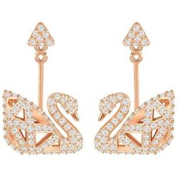 Swarovski Crystal Facet White Swan Rose Gold-Plated Earrings