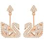 Swarovski Crystal Facet White Swan Rose Gold-Plated Earrings