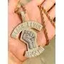Shop-iGold Custom BLM Men Women 925 Italy Gold Finish Iced Silver Charm Ice Out Pendant Stainless Steel Real 3 mm Rope Chain, Mans Jewelry, Iced Pendant, Rope Necklace 16''- 24''