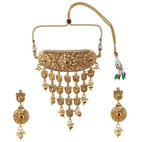 Efulgenz Indian Bollywood Traditional 14 K Gold Plated Kundan Pearl Wedding Tassel Choker Necklace Earrings Jewelry Set Efulgenz Indian Bollywood Traditional 14 K Gold Plated Kundan Pearl Wedding Tassel Choker Necklace Earrings Jewelry Set