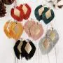 RIAH FASHION Bohemian Silky Thread Tassel Statement Drop Earrings - Geometric Strand Fringe Diamond Fan, Triangle Duster Dangles