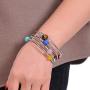 PSEEHEE Natural Semi-Precious Chakra Healing Gemstone Bracelet, Crystal Beads Stretch Unisex Jewelry