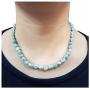 18'' Natural Stone Larimar Beads Crystal Magnet Clasp Necklace