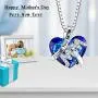 Mom Love Heart Necklace ‘I Love You Mom’ Angel Wings Ruby Red Crystals Jewelry for Mothers Day Necklace Gift for Mom Wife Women Mother in-Law, 18+2