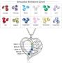 Personalized Mothers Name Heart Necklace with 1-5 Simulated Birthstones Jewelry for Women Mother’s Necklace with 1-5 Children Names