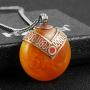 HZMAN Vintage Handmade Tibetan Beeswax Amber Pendant Necklace from Nepal,Yoga Jewelry