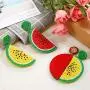 2 Pairs Fruit Watermelon Shape Drop Earrings Bohemian Seed Bead Earrings Handmade Beaded Dangle Studs Earrings for Women Girls Party Jewelry (Red, Yellow)