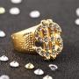 HZMAN Mens Real Gold Plated Stainless Steel Ring Hip Hop Cz Inlay Dollar Sign Band