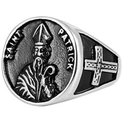 HZMAN Catholic Saint St. Patrick Day Irish Patron Celtic Cross Ring