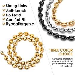 ChainsHouse Stainles Steel Coffee Beans Link Necklace for Men Women 18K Real Gold Plated Chain, 18''-30'',Send Gift Box