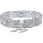 5-row Five Rows Clear White Austrian Rhinestone Crystal Choker Collar Necklace Dance Party Jewelry Wedding Prom N060 Silver