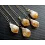 Genuine 925 Sterling Silver Small Tiny Raw Amethyst Citrine Gemstone Necklace 18 inch Healing Crystals Chakra Stones Fine Jewelry Women Girls Birthday Mothers Gifts