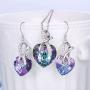 BriLove Women 925 Sterling Silver CZ Heart Necklace Earrings Set