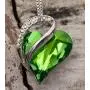 Leafael Infinity Love Crystal Heart Bundle Jewelry Set Peridot Green August Birthstone Gifts for Women Necklace Earrings Bracelet, Silver-tone