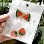 DAMLENG Charm Red Transparent Strawberry Watermelon Dangle Earrings Enamel Alloy Assorted Fruits Drop Earrings for Women Girls Statement Jewelry Gifts