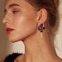 Camellia Flower Earrings for Women Minimalist Asymmetrical Circle Leaverback Long Dangle Earrings