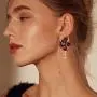 Camellia Flower Earrings for Women Minimalist Asymmetrical Circle Leaverback Long Dangle Earrings