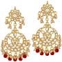 Aheli Indian Traditional Wedding Faux Kundan Beads and Pearls Chandbali Earrings Maang Tikka Earrings Set Ethnic Bollywood Jewelry Set for Women