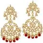 Aheli Indian Traditional Wedding Faux Kundan Beads and Pearls Chandbali Earrings Maang Tikka Earrings Set Ethnic Bollywood Jewelry Set for Women