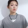 Chunky Silver Gold Pendant Black Leather Choker Necklace for Women Fashion Jewelry