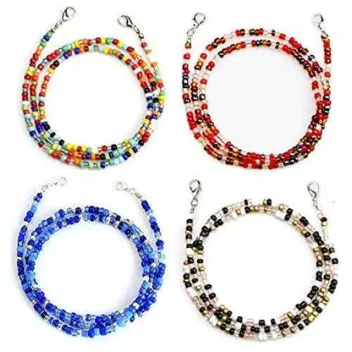 4 Pcs Bead Mask Lanyard with Clips Eyeglass Neck Chain Strap Beads Mask Holders 4 Pcs Bead Mask Lanyard with Clips Eyeglass Neck Chain Strap Beads Mask Holders