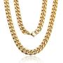 QGoliver Mens Cuban Link Chain Miami Curb Chain Stainless Steel Necklaces Hip Hop Jewelry for Men Women - Gold Silver, 8.5mm, 20''-24''