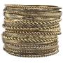 Lux Accessories Flower Mixed Metal Aztec Multi Bangle Set