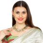 Saissa Gold Plated Metal Jadau Kundan Choker Indian Necklace Earrings Jewelry Set for Girls and Women