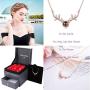 Sllaiss 14K Rose Gold Plated Sterling Silver 100 Languages I Love You Projection Necklace for Women,Deer Antler Pendant Christmas Romantic Love Memory Gift for Her,Sets with Swarovski Zirconia