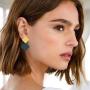 Korean version of the new paint geometric square earrings exaggerated fashion simple wild red earrings retro cold wind female