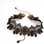MEiySH Black Lace Gothic Lolita Pendant Choker Necklace Earrings Set
