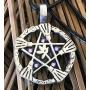 Trilogy Jewelry Pewter Witch Broom Pentagram Pendant on Leather w/ 5 Swarovski Crystals for Birthday