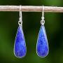 NOVICA Lapis Lazuli Rhodium Plated .925 Sterling Silver Dangle Earrings, Morning Raindrops