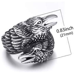 Elfasio Viking Crow Ring Nordic Men Stainless Steel Vintage Rings US Size 8-13